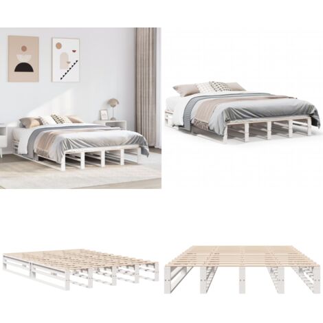 Letto senza Materasso Bianco 120x190 cm Legno Massello di Pino - Letto in legno - Letto in pino