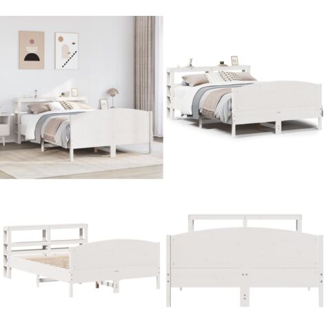 Letto senza Materasso Bianco 120x190 cm Legno Massello di Pino - Testiera letto - Letto con testiera