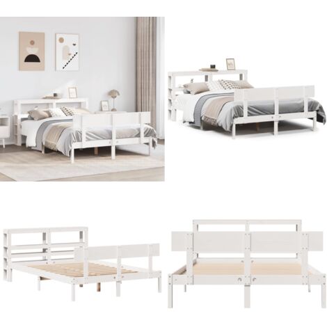 Letto senza Materasso Bianco 120x190 cm Legno Massello di Pino - Testiera letto - Letto in legno