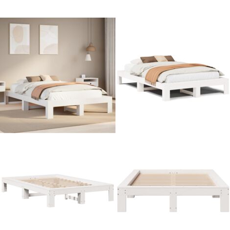 Letto senza Materasso Bianco 120x200 cm Legno Massello di Pino - Letto in legno - Letto in pino