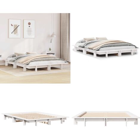 Letto senza Materasso Bianco 120x200 cm Legno Massello di Pino - Letto in legno - Letto in pino