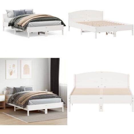 Letto senza Materasso Bianco 120x200 cm Legno Massello di Pino - Letto in legno - Letto in pino