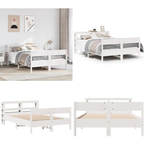 Letto senza Materasso Bianco 120x200 cm Legno Massello di Pino - Letto in legno - Testiera per letto