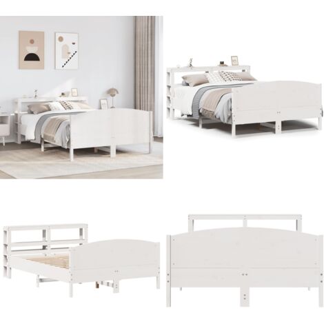 Letto senza Materasso Bianco 120x200 cm Legno Massello di Pino - Letto in legno - Testiera per letto