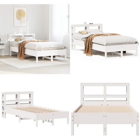 Letto senza Materasso Bianco 120x200 cm Legno Massello di Pino - Letto in legno - Testiera per letto