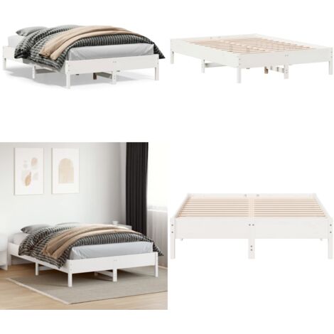 Letto senza Materasso Bianco 120x200 cm Legno Massello di Pino - Letto senza materasso - Letto in pino
