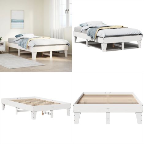 Letto senza Materasso Bianco 120x200 cm Legno Massello di Pino - Letto senza materasso - Letto in pino