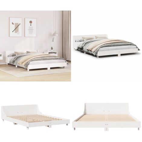 Letto senza Materasso Bianco 120x200 cm Legno Massello di Pino - Letto senza materasso - Letto in pino