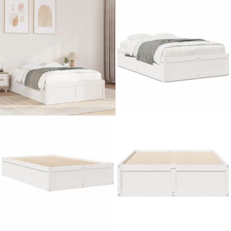 Letto senza Materasso Bianco 135x190 cm Legno Massello di Pino - Letto in legno - Letto in pino