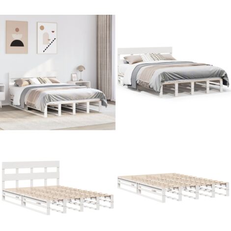 Letto senza Materasso Bianco 135x190 cm Legno Massello di Pino - Letto in legno - Letto in pino