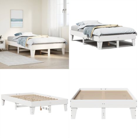 Letto senza Materasso Bianco 135x190 cm Legno Massello di Pino - Letto senza materasso - Letto con base a doghe