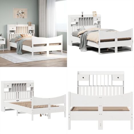 Letto senza Materasso Bianco 135x190 cm Legno Massello di Pino - Letto senza materasso - Letto con scomparti