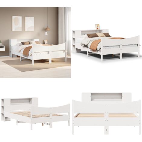 Letto senza Materasso Bianco 135x190 cm Legno Massello di Pino - Letto senza materasso - Letto in legno massello