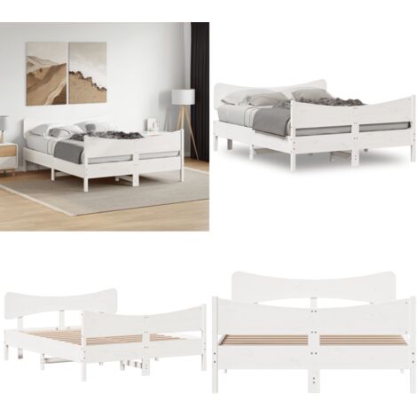 Letto senza Materasso Bianco 135x190 cm Legno Massello di Pino - Letto senza materasso - Letto in pino