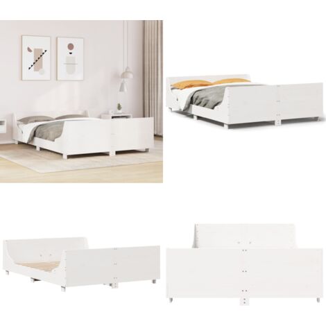 Letto senza Materasso Bianco 135x190 cm Legno Massello di Pino - Letto senza materasso - Letto in pino