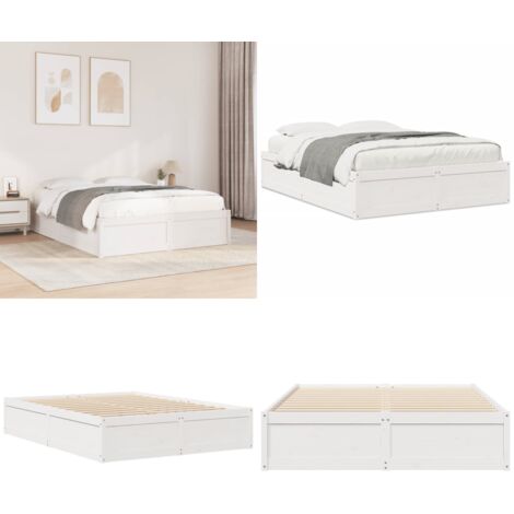 Letto senza Materasso Bianco 140x190 cm Legno Massello di Pino - Letto in legno - Letto in pino
