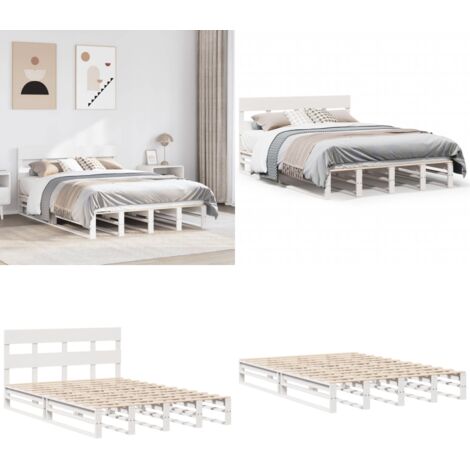 Letto senza Materasso Bianco 140x190 cm Legno Massello di Pino - Letto senza materasso - Letto in pino