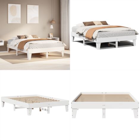 Letto senza Materasso Bianco 140x190 cm Legno Massello di Pino - Letto senza materasso - Letto in pino