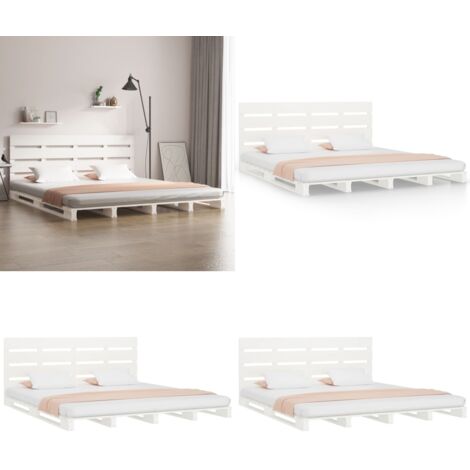 Letto senza Materasso Bianco 140x190 cm Legno Massello di Pino - Testiera in legno - Letto in legno
