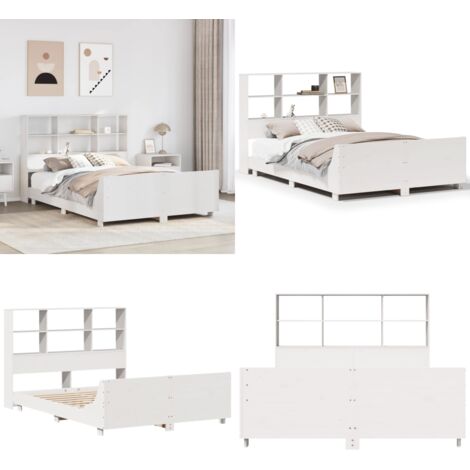 Letto senza Materasso Bianco 140x190 cm Legno Massello di Pino - Testiera per letto - Letto con testiera