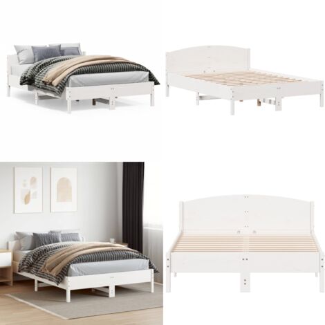 Letto senza Materasso Bianco 140x200 cm Legno Massello di Pino - Letto senza materasso - Letto in pino