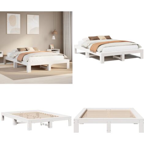 Letto senza Materasso Bianco 150x200 cm Legno Massello di Pino - Letto in legno - Letto con doghe