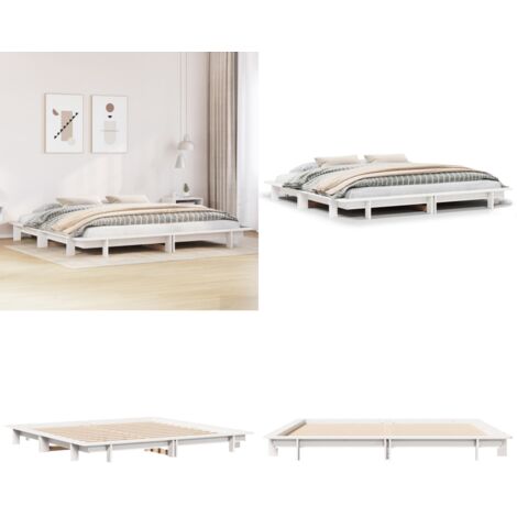 Letto senza Materasso Bianco 160x200 cm Legno Massello di Pino - Letto in legno - Letto con doghe