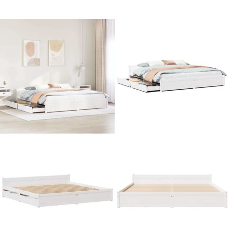 Letto senza Materasso Bianco 180x200 cm Legno Massello di Pino - Letto con doghe - Letto in legno