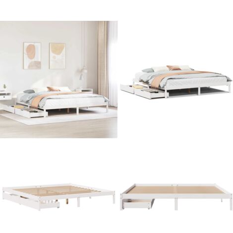 Letto senza Materasso Bianco 180x200 cm Legno Massello di Pino - Letto con doghe - Letto in legno massello