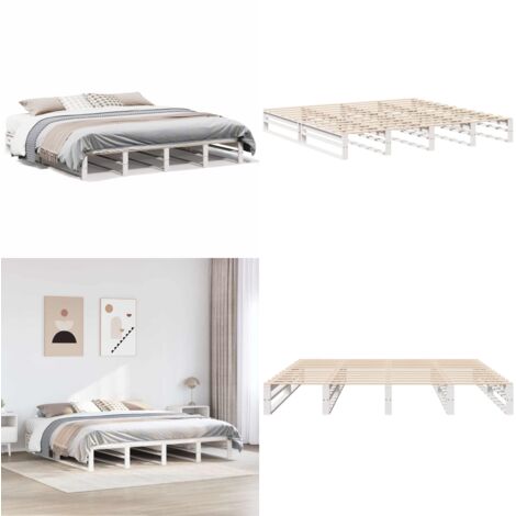 Letto senza Materasso Bianco 180x200 cm Legno Massello di Pino - Letto in legno - Letto in pino