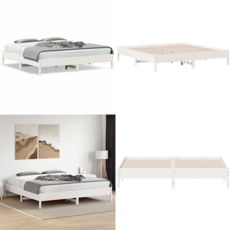 Letto senza Materasso Bianco 180x200 cm Legno Massello di Pino - Letto in legno - Letto in pino