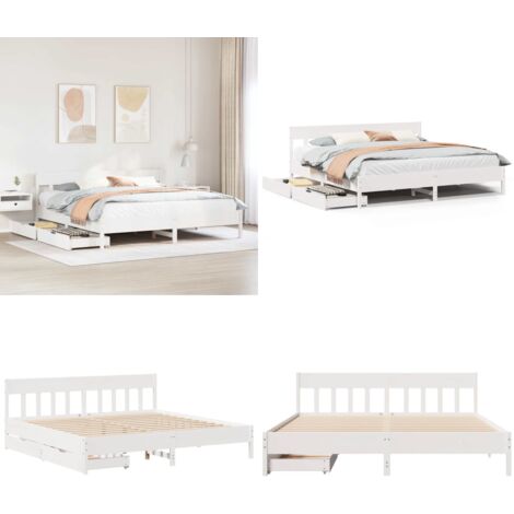 Letto senza Materasso Bianco 180x200 cm Legno Massello di Pino - Letto senza materasso - Letto in legno massello