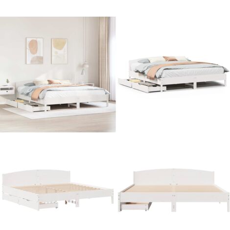 Letto senza Materasso Bianco 180x200 cm Legno Massello di Pino - Letto senza materasso - Letto in legno massello