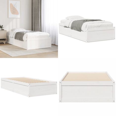 Letto senza Materasso Bianco 75x190 in Legno Massello di Pino - Letto in legno - Letto in pino