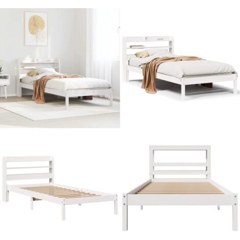 Letto senza Materasso Bianco 75x190 in Legno Massello di Pino - Letto in legno - Letto in pino