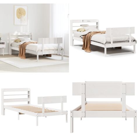 Letto senza Materasso Bianco 75x190 in Legno Massello di Pino - Letto in legno - Letto in pino