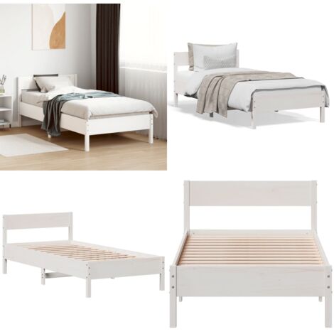 Letto senza Materasso Bianco 75x190 in Legno Massello di Pino - Letto senza materasso - Letto in pino