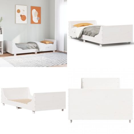 Letto senza Materasso Bianco 75x190 in Legno Massello di Pino - Letto senza materasso - Letto in pino