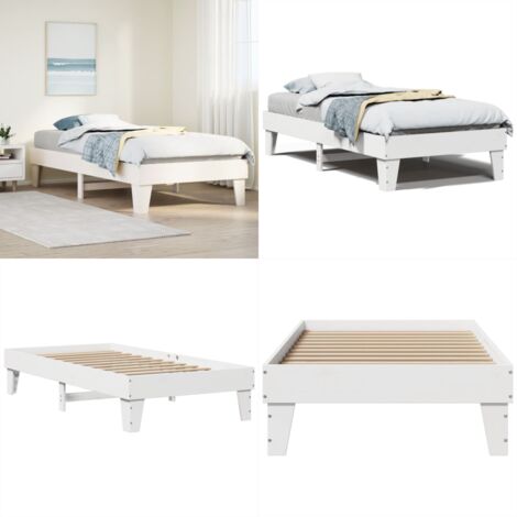 Letto senza Materasso Bianco 75x190 in Legno Massello di Pino - Letto senza materasso - Letto in pino