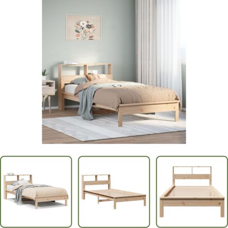 Letto senza materasso -  Letto Libreria senza Materasso 90x190 cm Legno Massello Pino