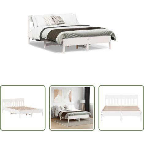Letto senza materasso -  Letto senza Materasso Bianco 120x190 cm Legno Massello di Pino