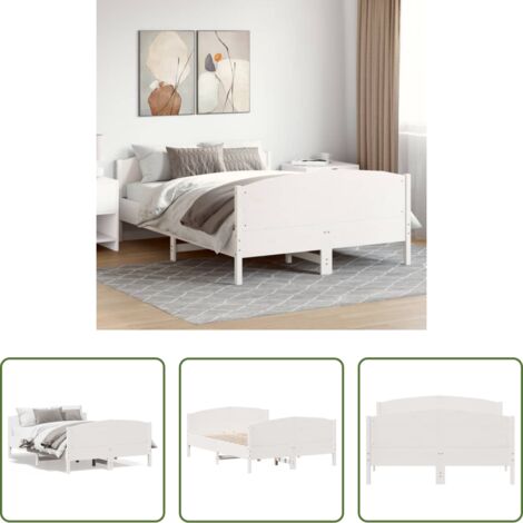 Letto senza materasso -  Letto senza Materasso Bianco 120x190 cm Legno Massello di Pino