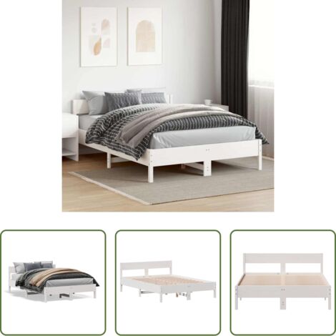 Letto senza materasso -  Letto senza Materasso Bianco 120x200 cm Legno Massello di Pino