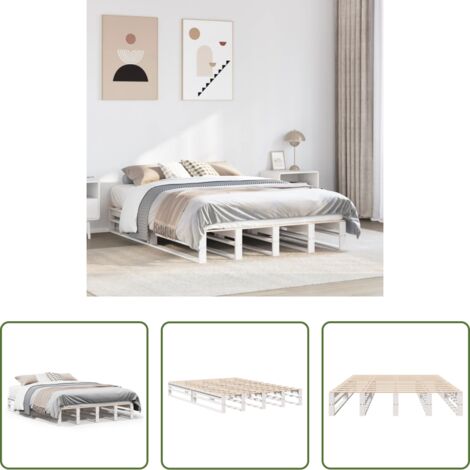 Letto senza materasso -  Letto senza Materasso Bianco 120x200 cm Legno Massello di Pino