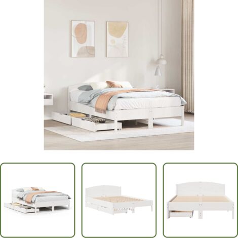 Letto senza materasso -  Letto senza Materasso Bianco 120x200 cm Legno Massello di Pino