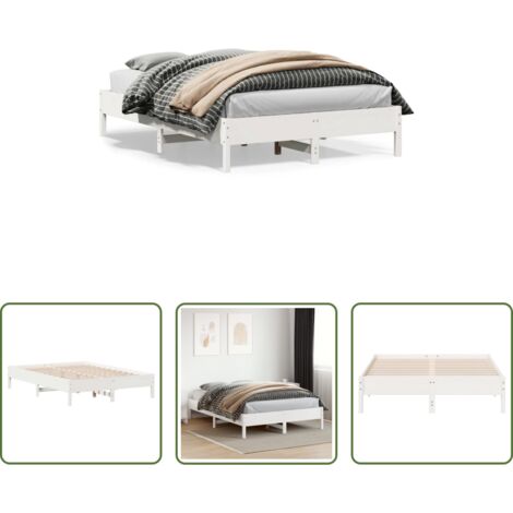Letto senza materasso -  Letto senza Materasso Bianco 120x200 cm Legno Massello di Pino