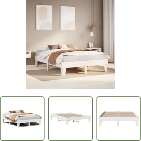 Letto senza materasso -  Letto senza Materasso Bianco 140x190 cm Legno Massello di Pino