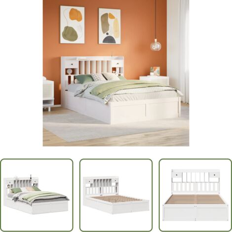 Letto senza materasso -  Letto senza Materasso Bianco 140x190 cm Legno Massello di Pino