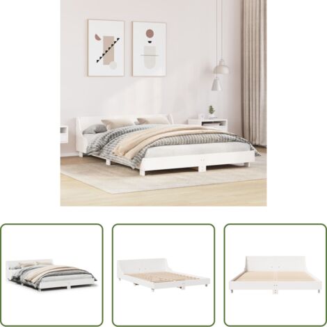 Letto senza materasso -  Letto senza Materasso Bianco 140x190 cm Legno Massello di Pino