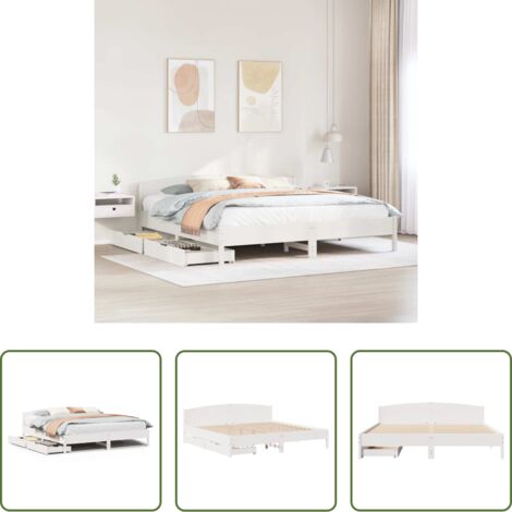 Letto senza materasso -  Letto senza Materasso Bianco 180x200 cm Legno Massello di Pino
